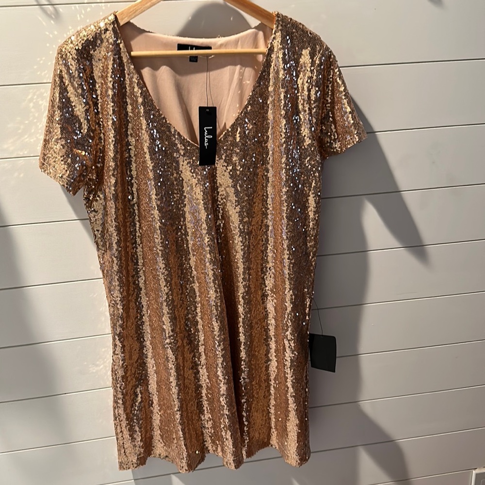 Gold Sequin Mini Dress